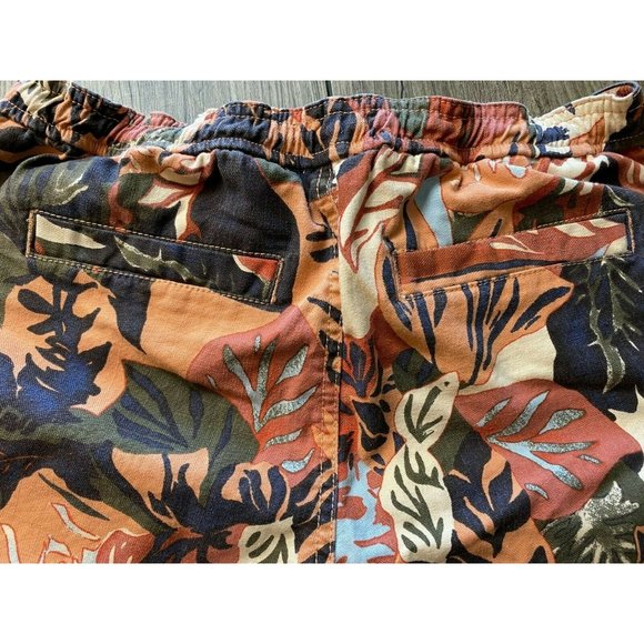L.L. Bean Signature Salmon Pink Twill Cotton Foliage Print Pull-On Shorts XS - Picture 6 of 12